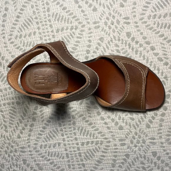 FLY LONDON Open Toe Wood Block Heel Sandals size EU 40 US 9.5 NEW!! - Picture 6 of 8